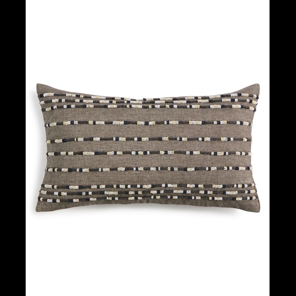 NWT Hotel Collection Linen Decorative Pillow Grey‎